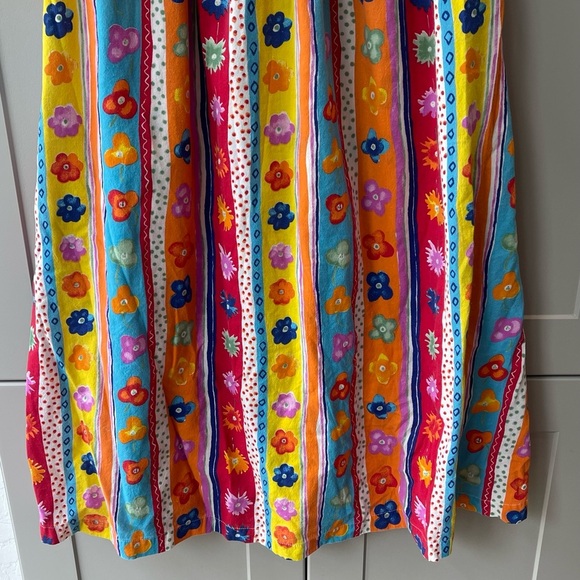 Vintage Two Potato Laguna Beach Colorful Multicolor Striped Mexican Floral Dress - Picture 3 of 6